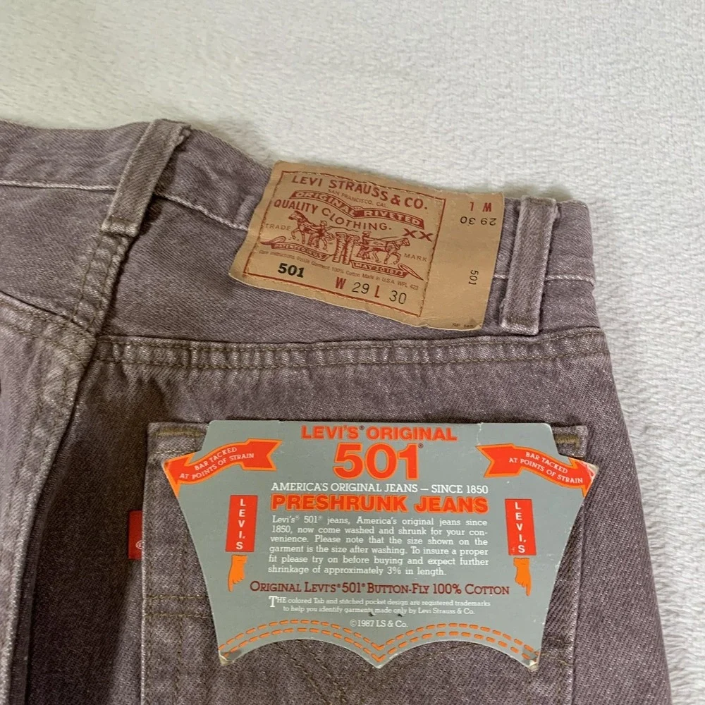 Vintage Levis 501 Jeans Mens 29x30 Brown Mauve Straight Made In‎ USA 90s NEW